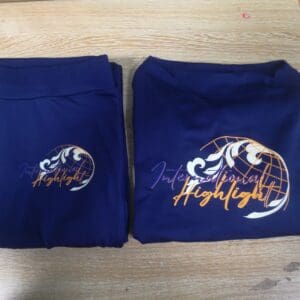 A pair of blue bags with the words " my night is bright ".