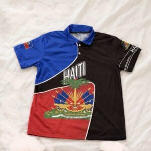 Polo shirt with Haiti flag design